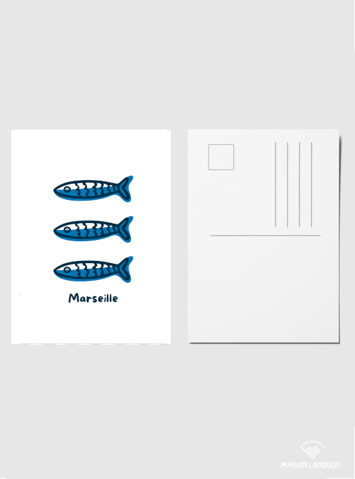 Carte postale Sardines de Marseille par Maona x25