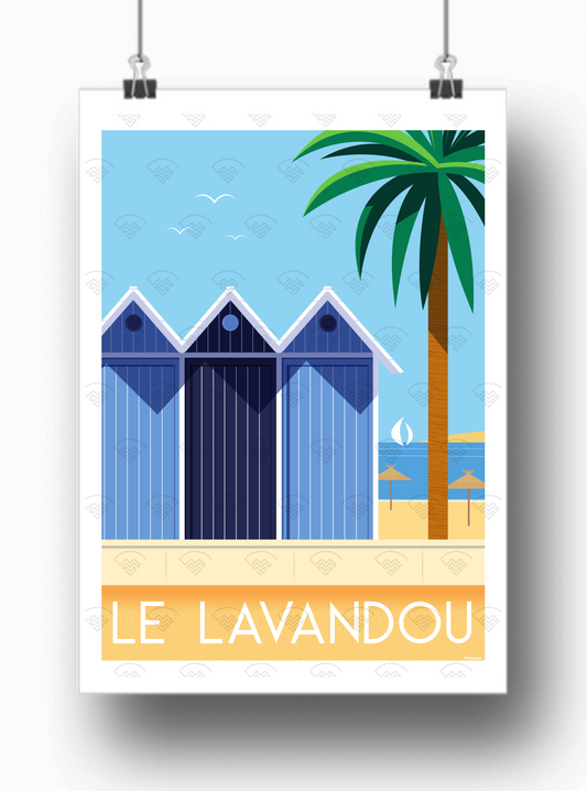 Affiche Le Lavandou - Cabines par Raphael Delerue