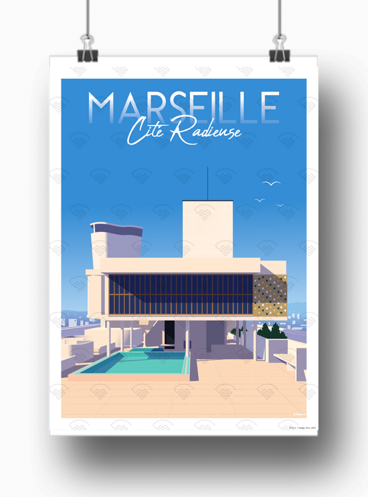 Affiche Marseille - La cité radieuse piscine par Raphael Delerue