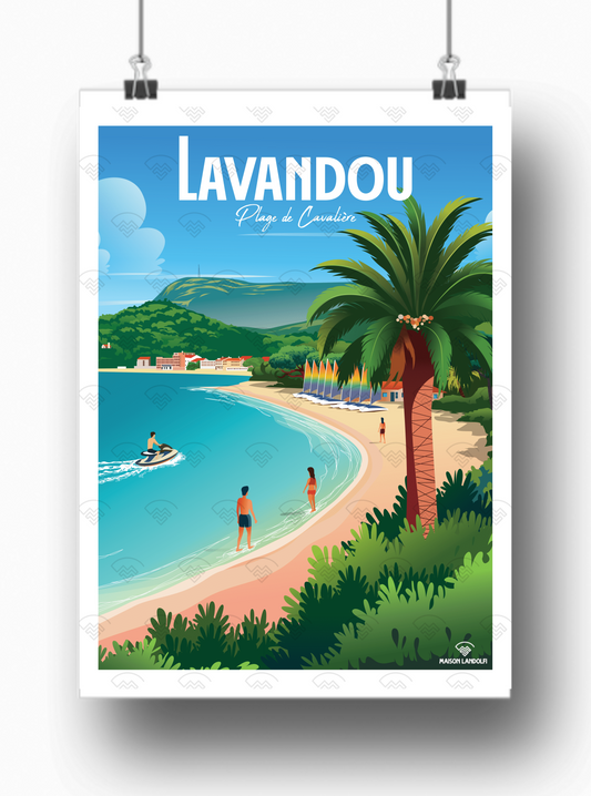 Affiche Le Lavandou - Plage des cavalières