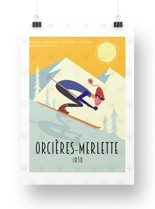 Affiche Orcières Merlette par Gary Godel - Le skieur